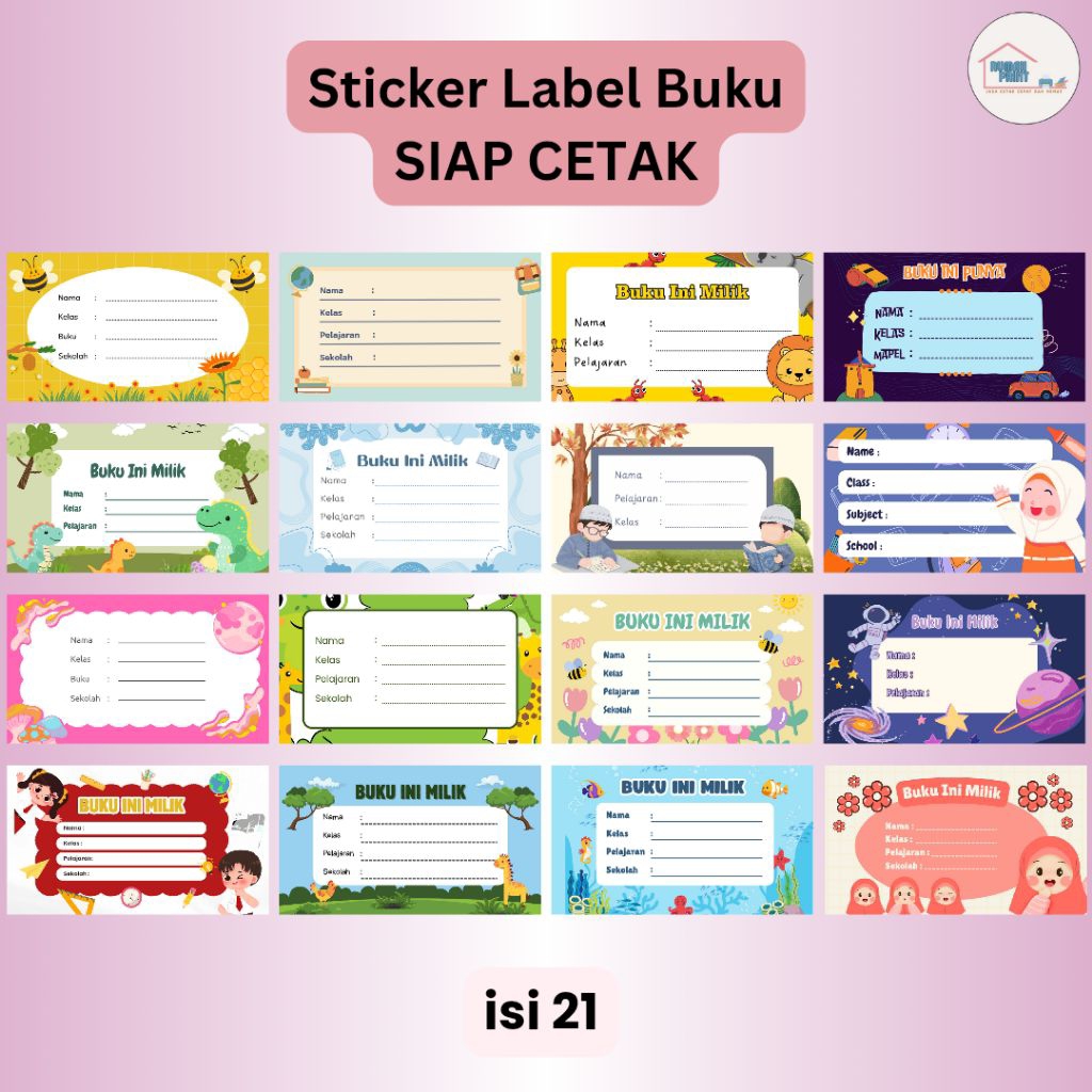 

21 PCS STIKER LABEL BUKU NAMA ANAK SISWA MURAH LUCU