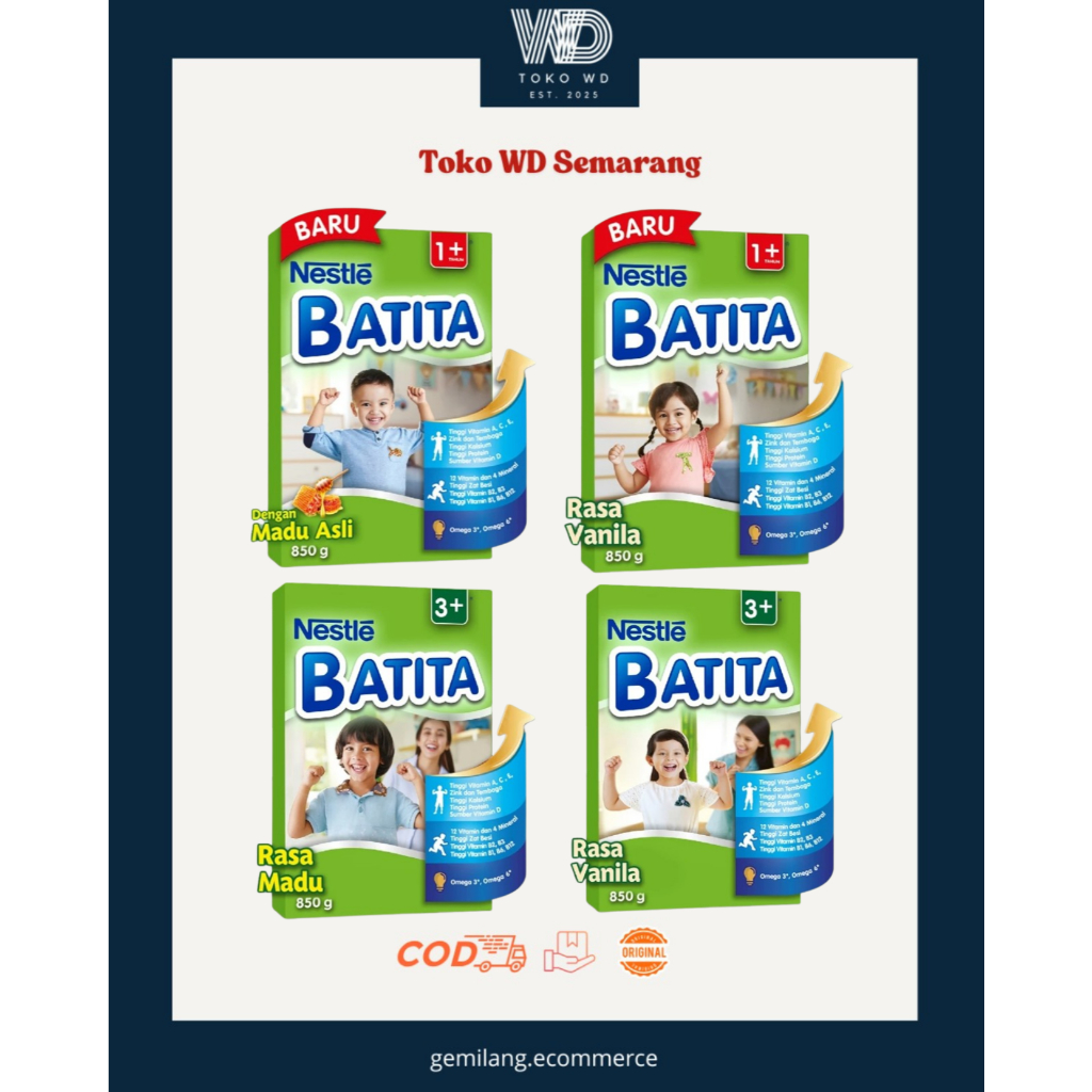 

Nestle BATITA 1+ 3+ Madu / Vanila Ukuran 850gr