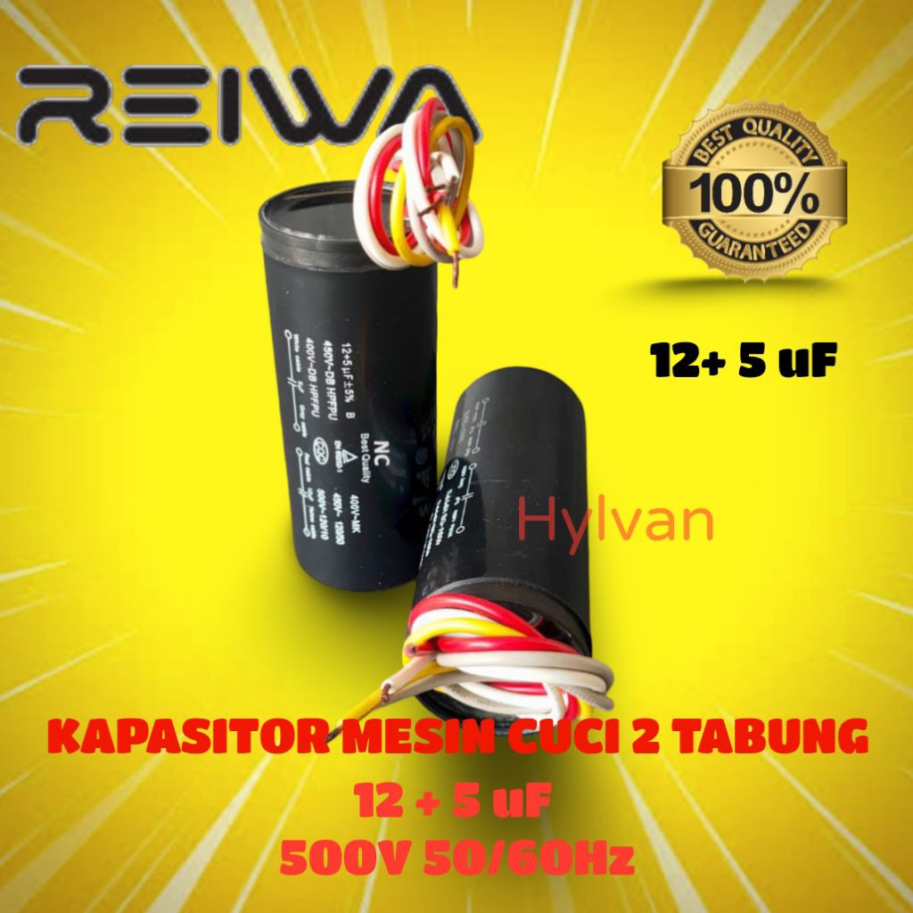 KAPASITOR MESIN CUCI 2 TABUNG 12 + 5 UF REIWA