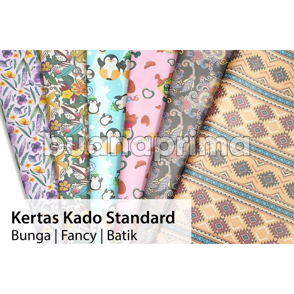 

KERTAS KADO STANDARD 1 Pcs Isi 1 Lembar Motif Bunga Boneka Fancy Batik Gift Paper