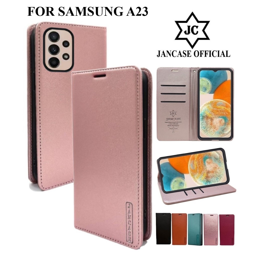 JANCASE PREMIUM FLIP SAMSUNG A23 FLIP COVER WALLET BISA BUKA TUTUP DAN STANDING