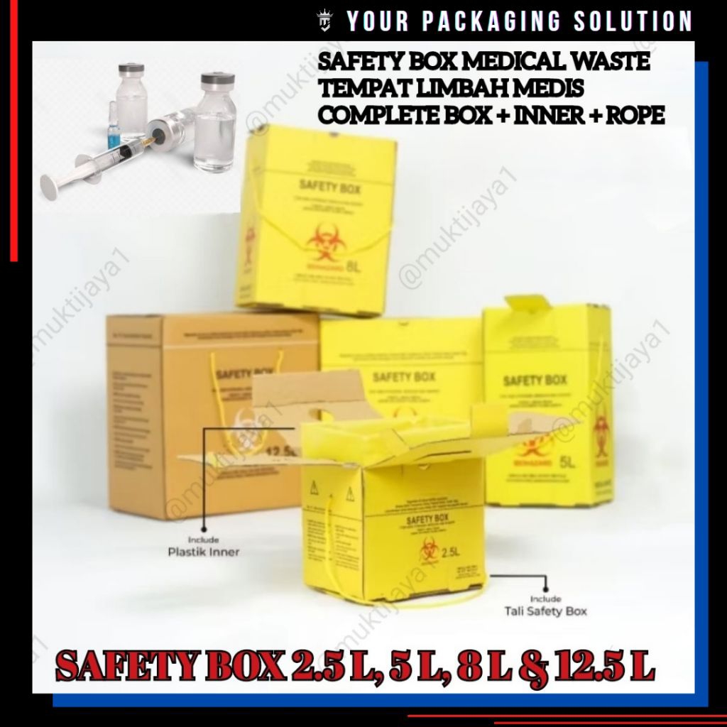 SAFETY BOX / TEMPAT SAMPAH MEDIS /Safety Box/Alkes/Bio Hazard/Tempat Sampah Medis/Kardus
