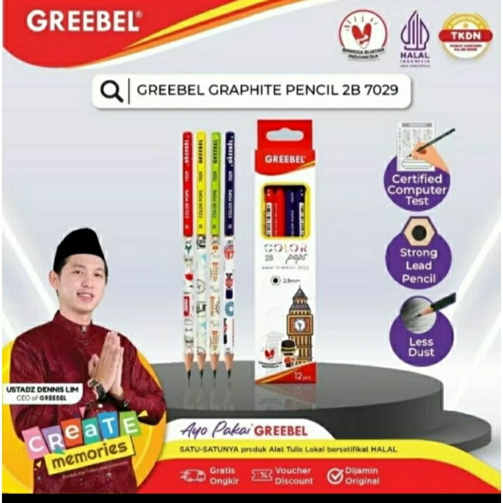 

Grebel pensil kayu 2B 7029 Color pop / pensil tulis karakter graphite ujian sekolah pensil gambar