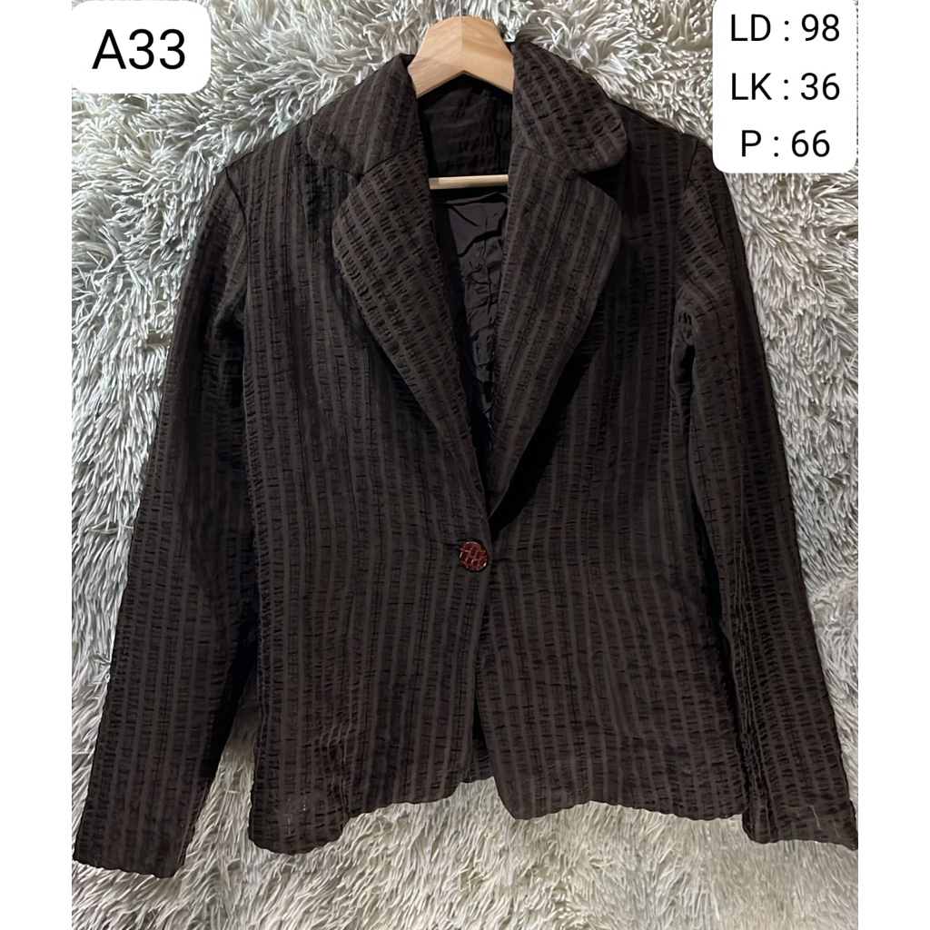 A33 Blazer wanita lengan panjang warna coklat