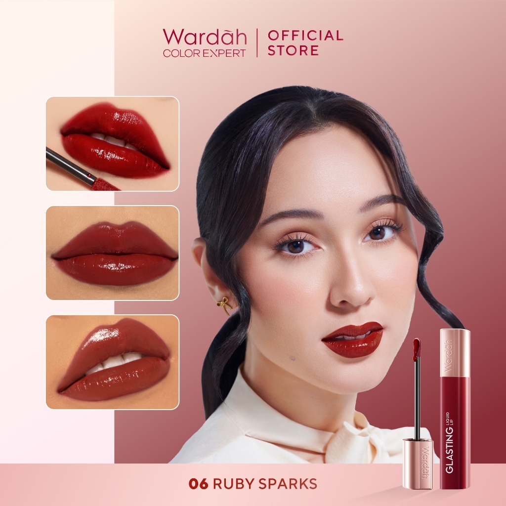 WARDAH Glasting Liquid Lip 06 Ruby Sparks 3.5 gr