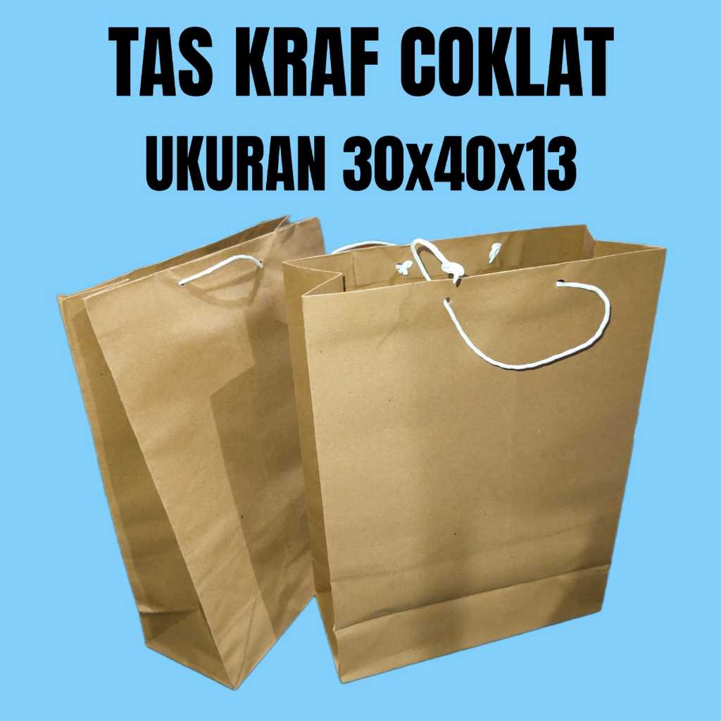 

TAS KRAF POLOS COKLAT UKURAN 30x40x13 HARGA 1 PACK ISI 12
