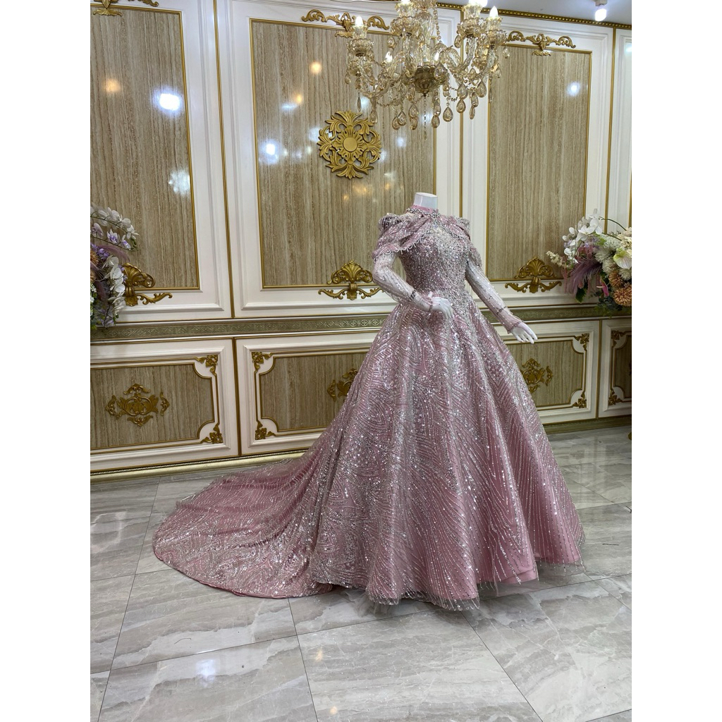 GAUN BARBIE WEDDING MEWAH / GAUN WEDDING BEREKOR / BAJU PENGANTIN MODERN / BAJU WEDDING BARBIE EKOR