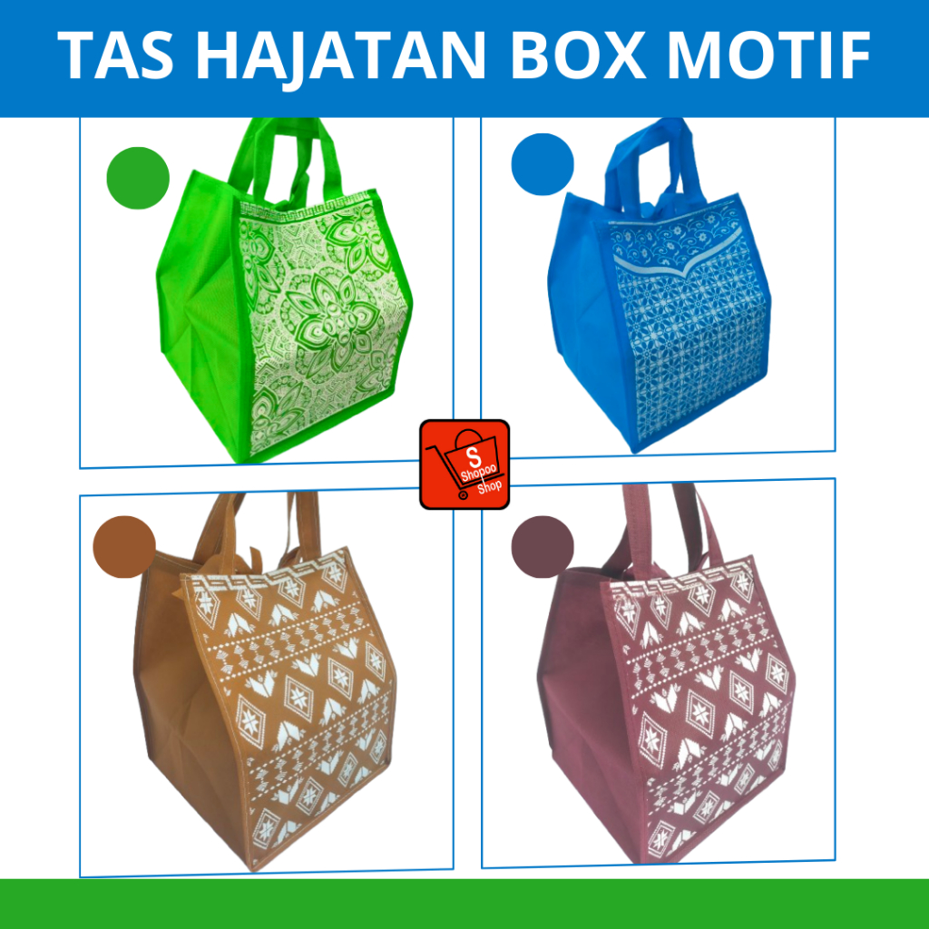 

(1LSN=12PCS) Tas Hajatan Box Motif | Tas Box 22 | Goodiebag | Tas Spunbond