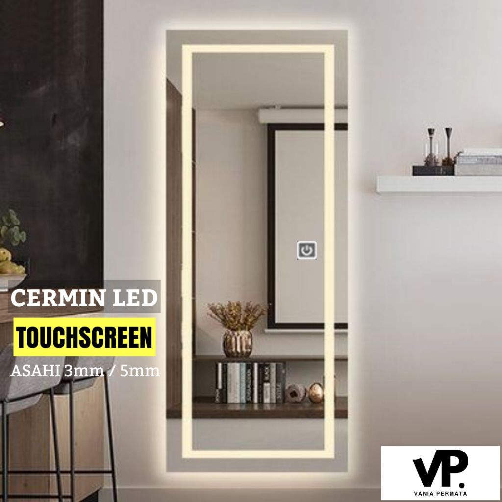 Cermin Dinding Lampu Wastafel Led Touch Screen Kaca Kamar Mandi Kaca Asahimas