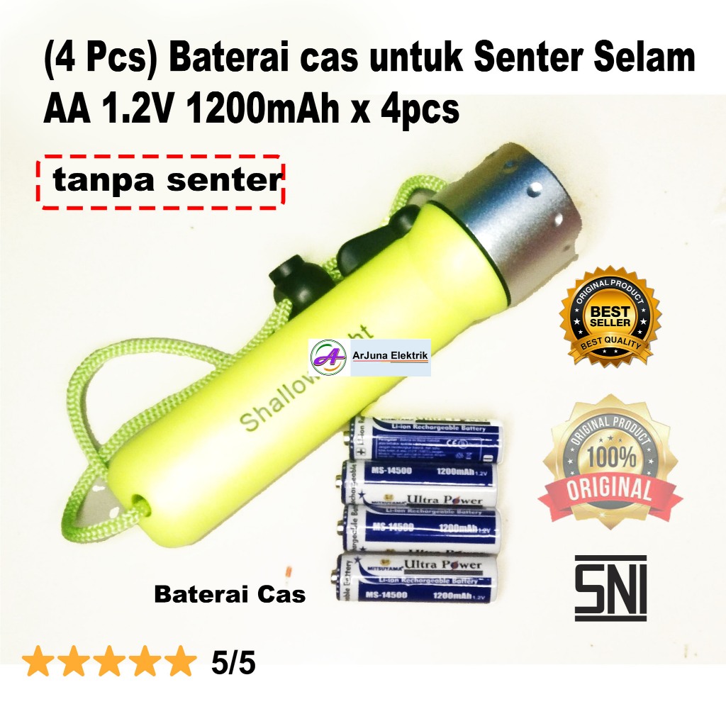 4 Pcs Baterai cas Senter Selam 1200mAh Baterai Cas senter Selam tanpa senter DISKON 