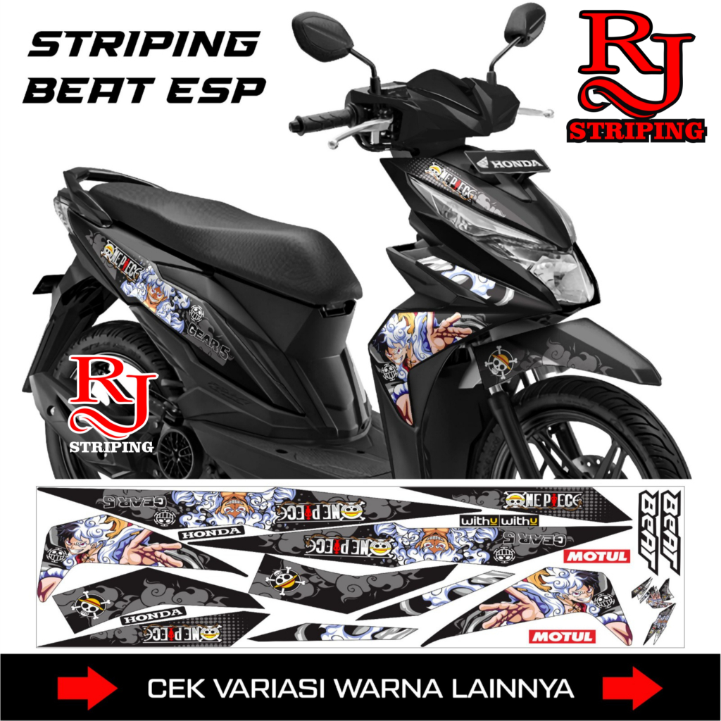 STIKER STRIPING HONDA BEAT ESP 2016 SAMPAI 2020 MOTIP ONE PIECE / STICKER LIS VARIASI MOTOR BEAT DIG