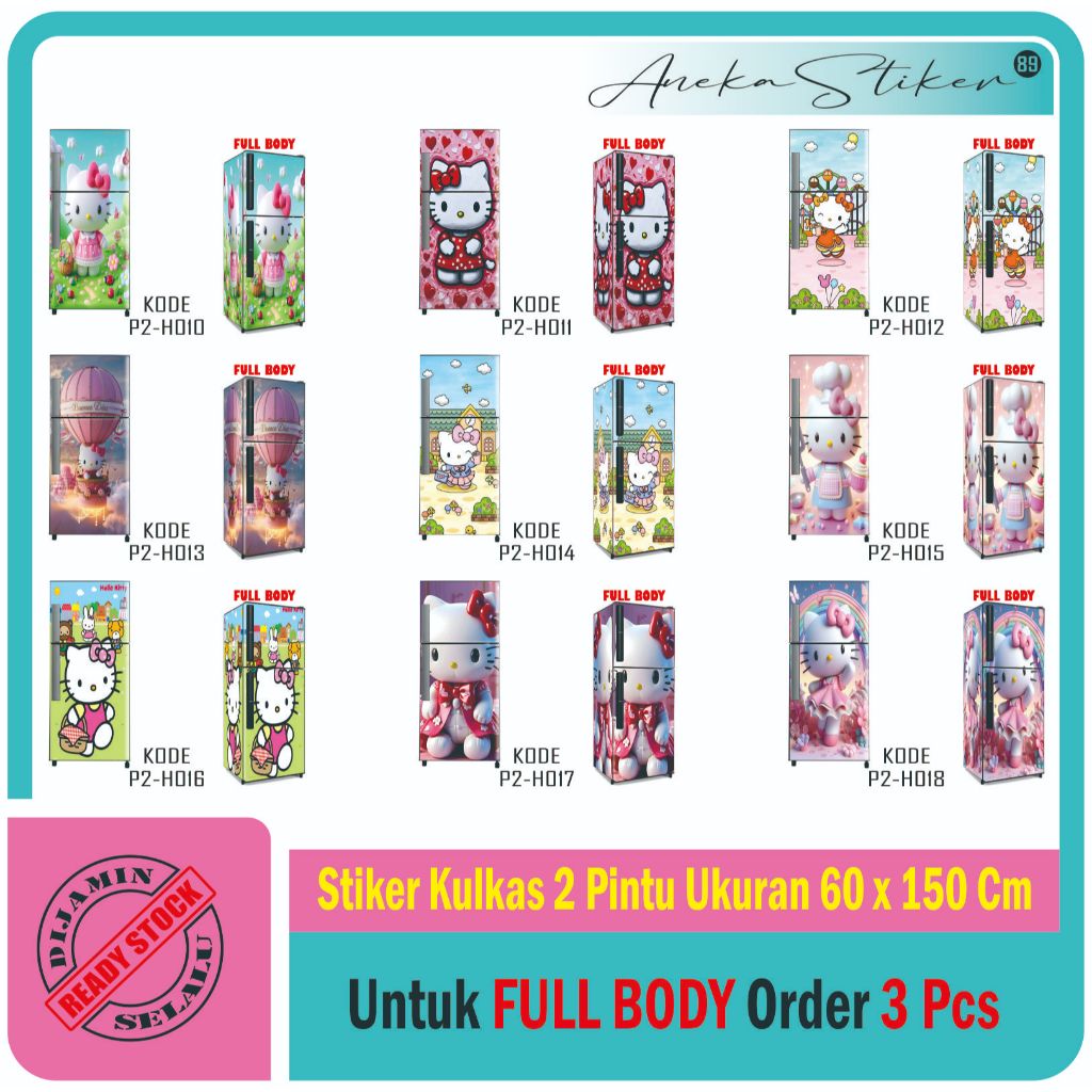 STICKER KULKAS 2 PINTU MOTIF HELLO KITTY