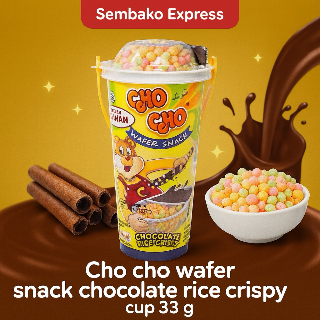 

Cho Cho Wafer Snack Chocolate Rice Crispy Cup 33 g – Cokelat Renyah dalam Cup Praktis