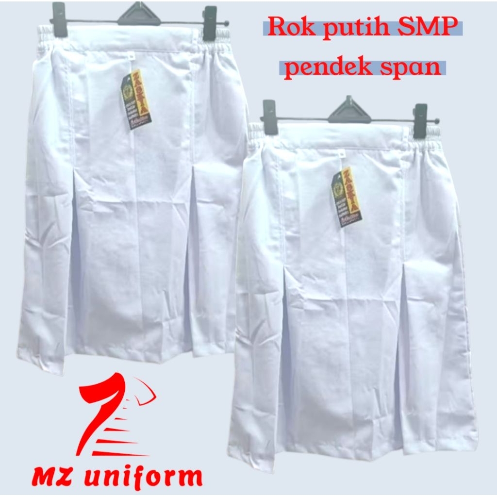 Rok pendek SMP putih Pinggang Karet / Rok Pendek Smp Putih Span