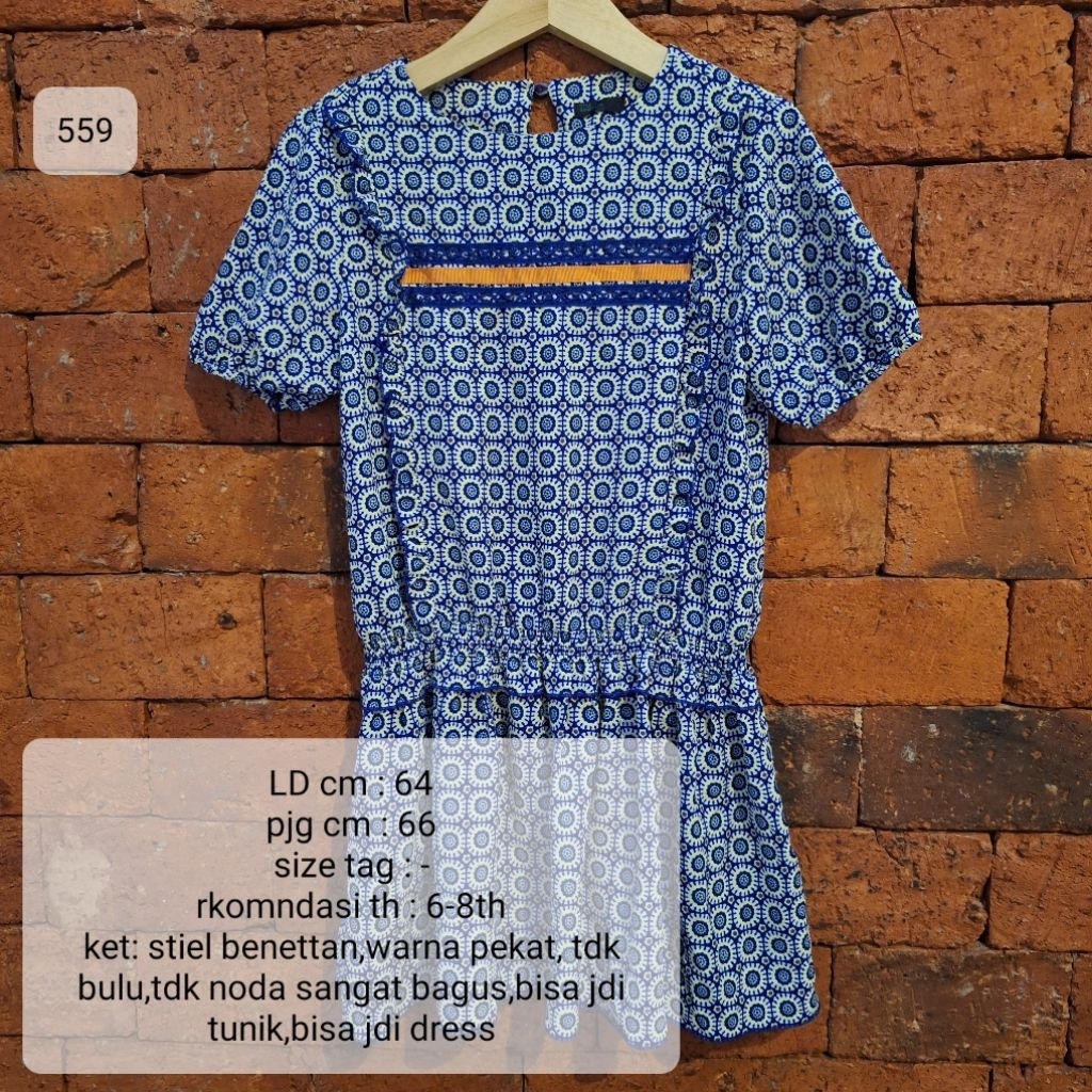 DRESS TUNIK ANAK 6-8 TAHUN MOTIF ETNIK MURAH (559)