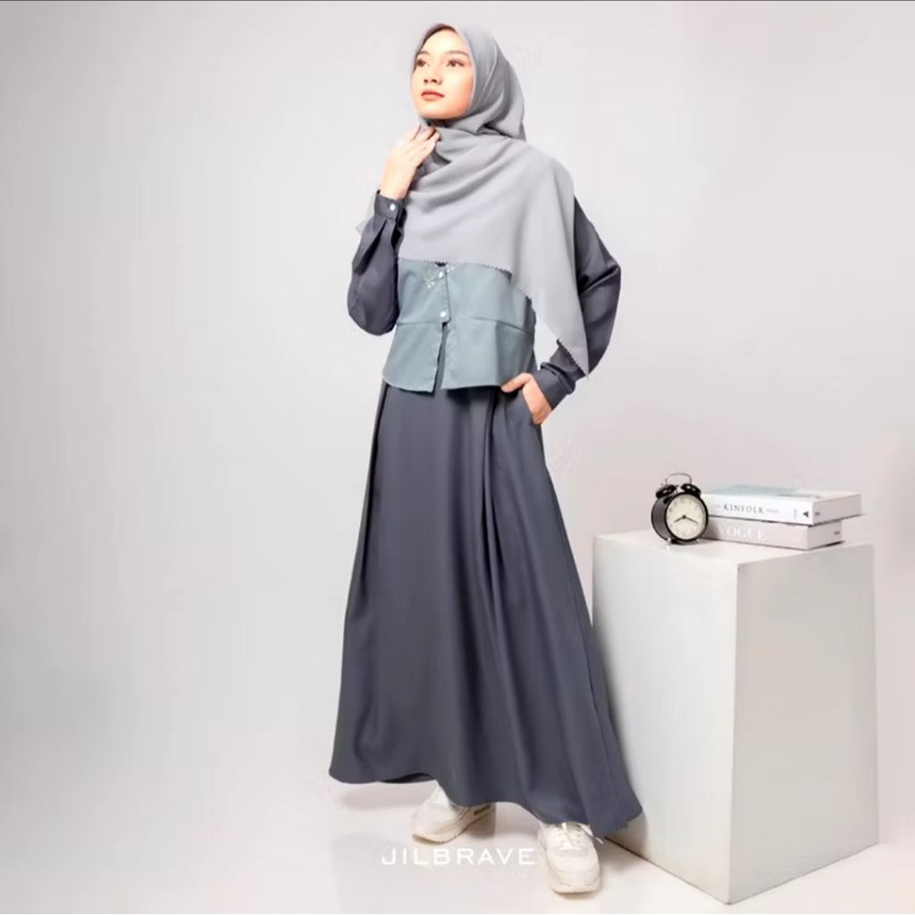 Shilla Dress by JILBRAVE Size M Blue Dark Grey