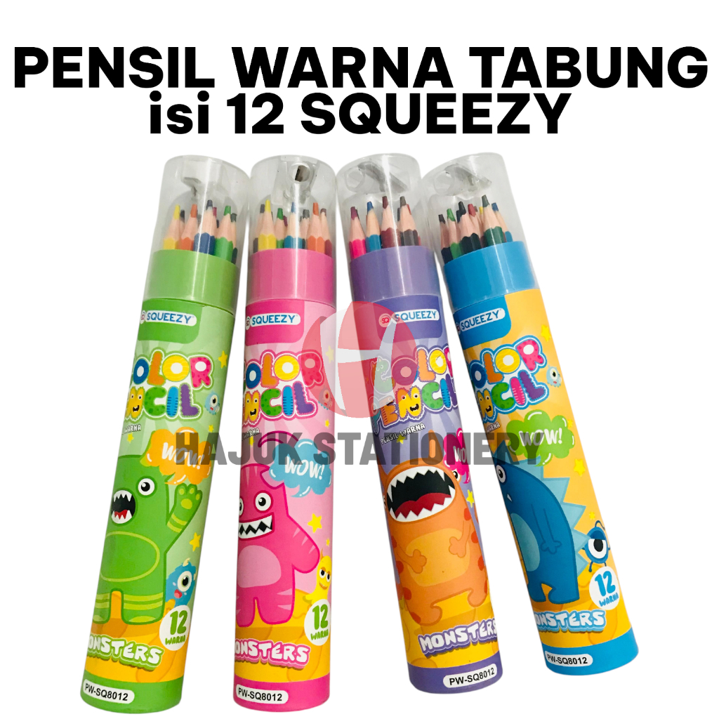 

(ISI 12 WARNA) SET PENSIL WARNA TABUNG + RAUTAN SQUEEZY SQ8012