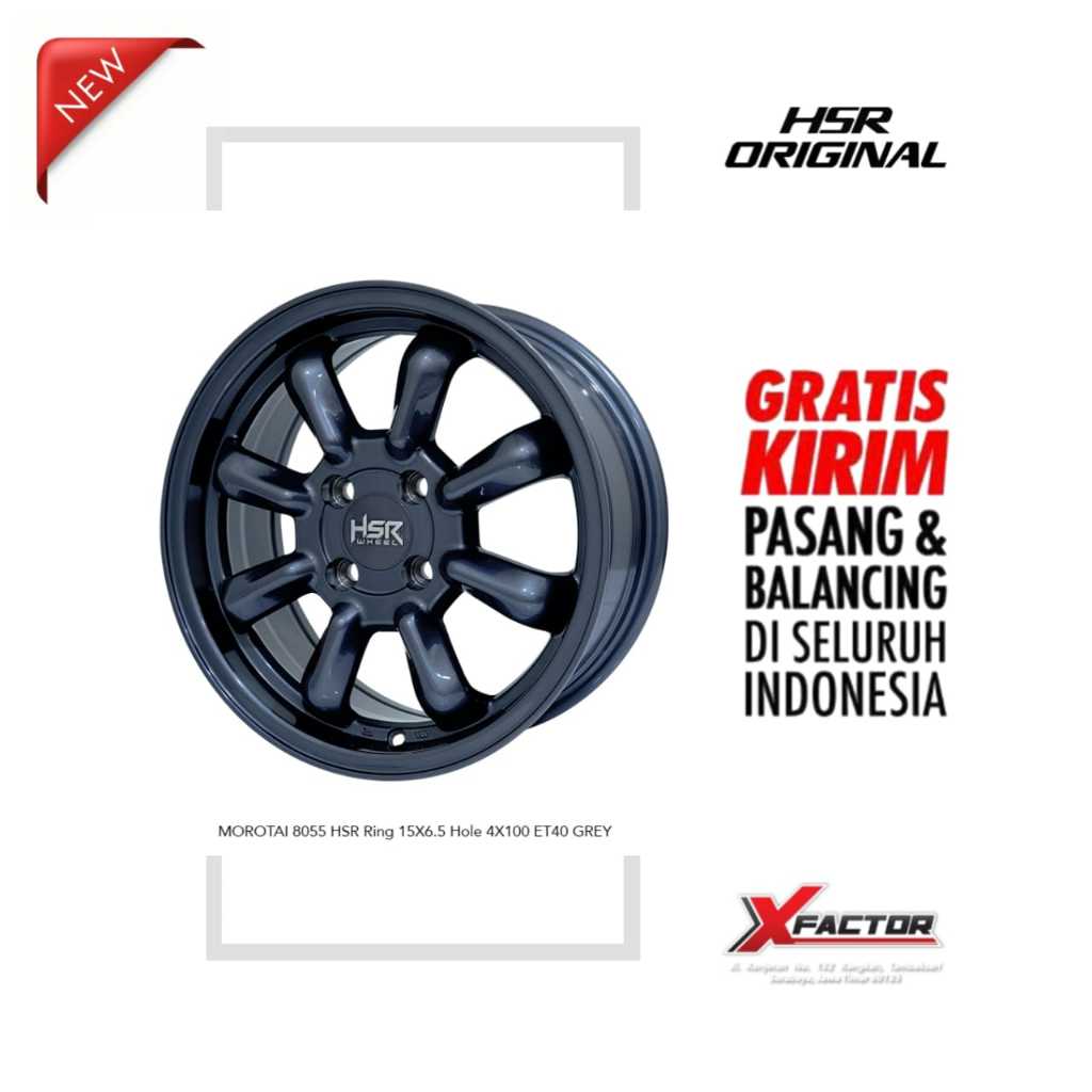 VELG R15 HSR MOROTAI 8055 HSR R15X6,5 H4X100 ET40 GREY