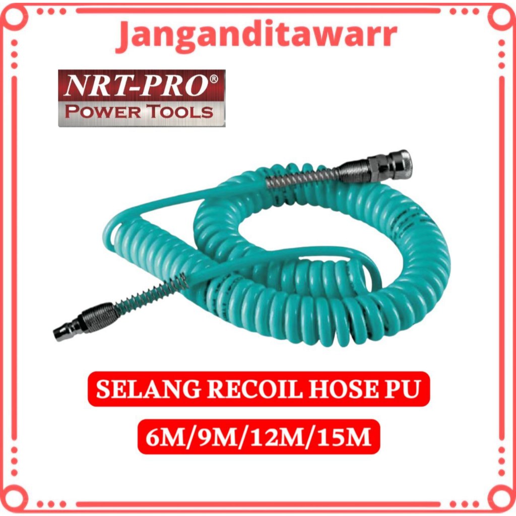 Selang Recoil Hose PU NRT-PRO Selang Kompresor Angin Spiral Tahan Tekanan Tinggi Lentur Hemat Tempat