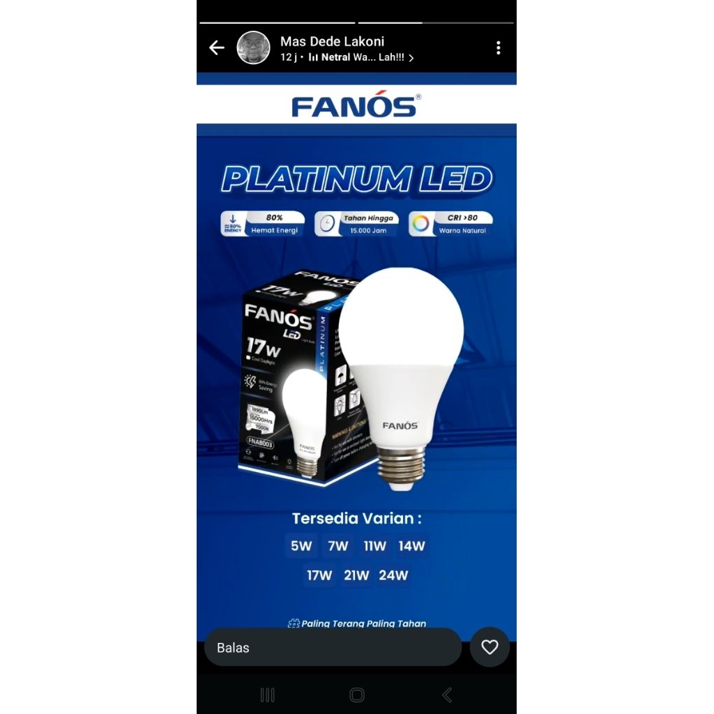 lampu led platinum fanos