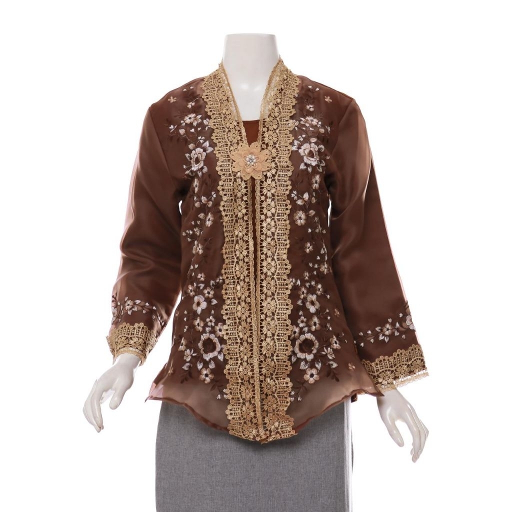 Kebaya Wanita Rompi Modern Organza Brukat Bahan Premium Linen