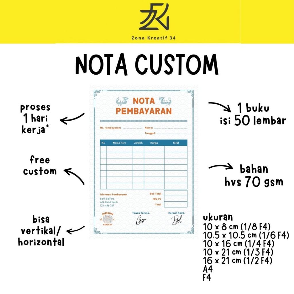 

NOTA CUSTOM 1 PLY / NOTA PENJUALAN OLSHOP