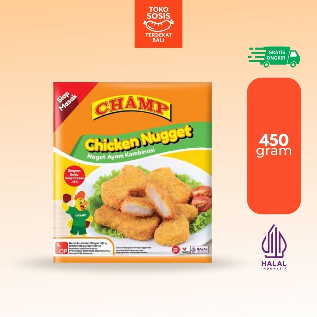 

Champ Chicken Nugget 450 gram | Naget Ayam Kombinasi