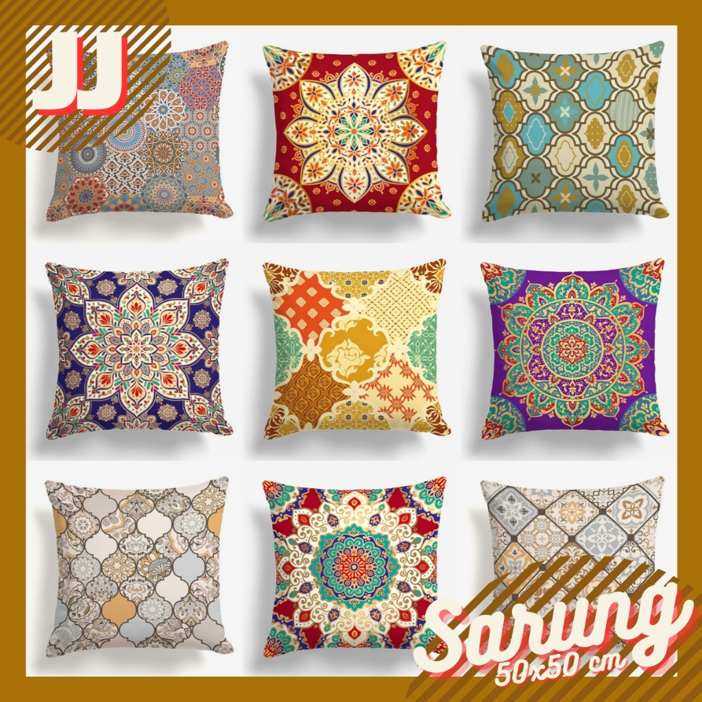 SARUNG BANTAL SOFA PRINT MOTIF ABSTRAK TURKISH GEO SERIES 50X50 CM