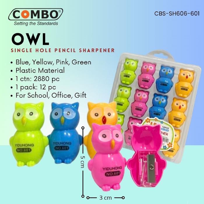 

(1 PACK) Serutan Pensil OWL SH-606 / Rautan Pensil Tooth SH-608 / Pencil Sharpener SH-609 / Pencil Sharpener SH-608 / Serutan Pensil Lucu / Single Hole Pencil Sharpener COMBO