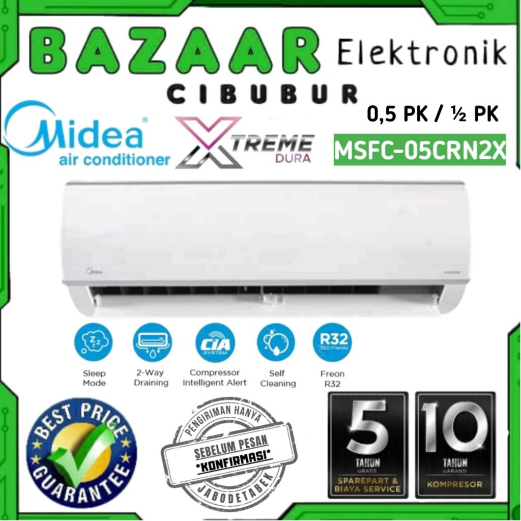 AC Midea 1/2 PK - 0.5 PK- Split Standard MSFCE-05CRN2X / MSFCE-05CRN2X / MSFCE 05 CRN2X