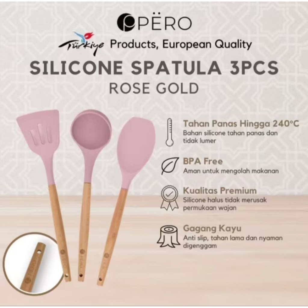 Pero Spatula  Silicone Set OF 3 / Spatula Set Tahan Panas FDA Approved
