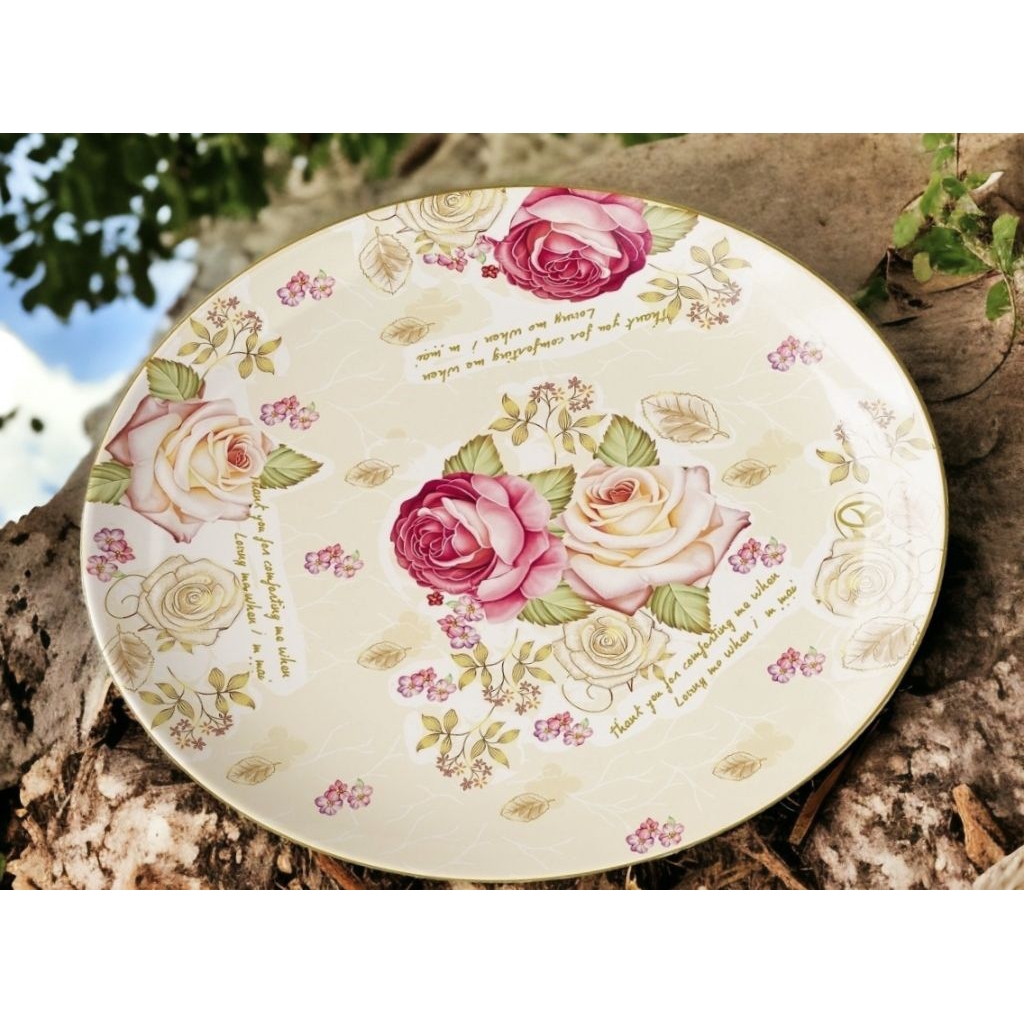 Piring Makan VICENZA Pa08, Piring saji MAWAR, size besar Piring Mawar 18 inch, diameter 45,5 cm, wad