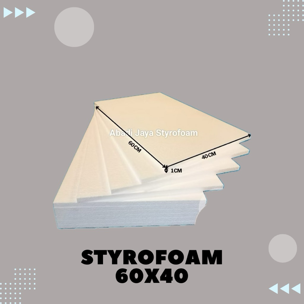 Styrofoam Lembaran | Ukuran 60x40x1 CM | Styrofoam Polosan Mading