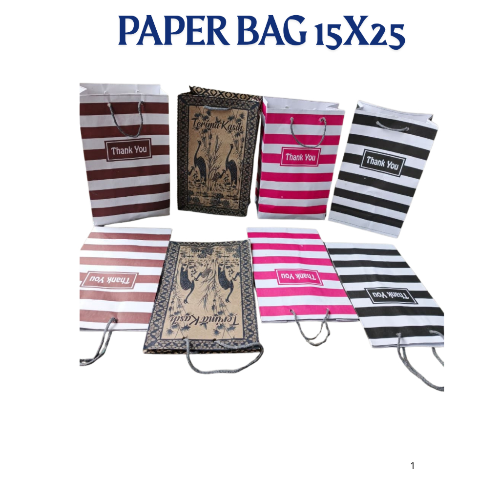 

paper Bag Motif STRIP Ukuran 15x25cm Tas Kertas Hitam Papper Bag Polos