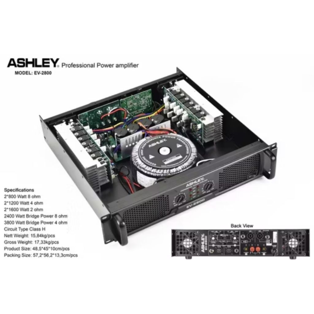 Ashley EV-2800 Power Amplifier Original untuk Sound System