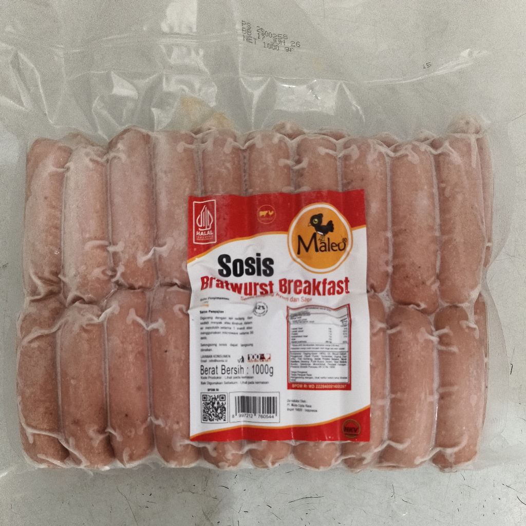 

Sosis Sapi Asap Premium No Msg / Bratwurst Breakfast Maleo 1kg
