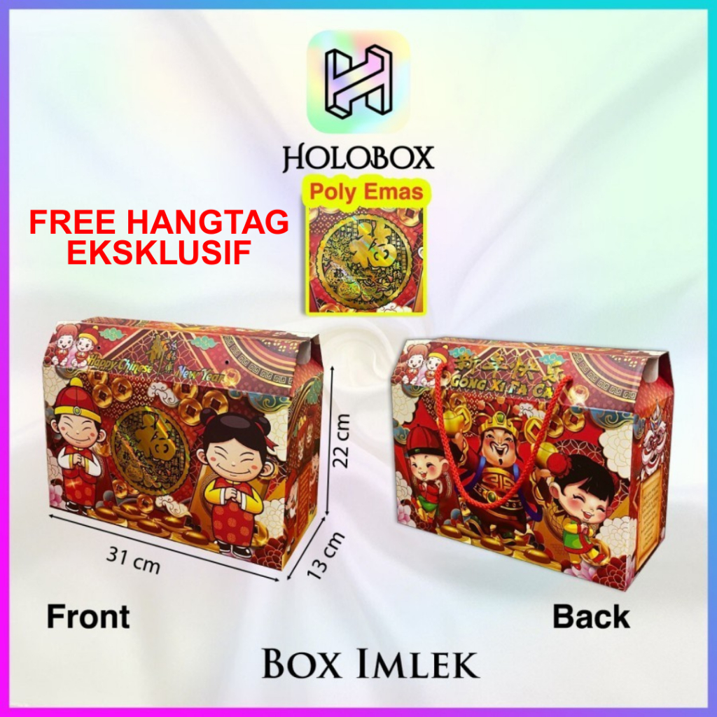 

Box Imlek / Dus Hampers CNY / Kotak Gable Chinese New Year / Packaging Toples 500 gr / Uk 31x13x22.5 / B3-31