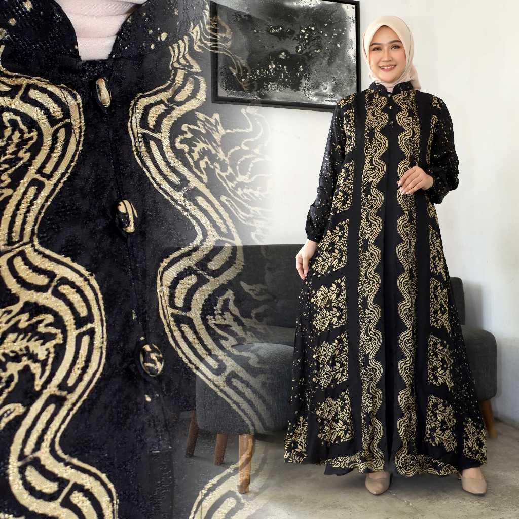 Gamis Premium Mewah Sutra Viscose Lembut | Gamis Abaya Wanita Muslim Modern | Gamis Busui Friendly E