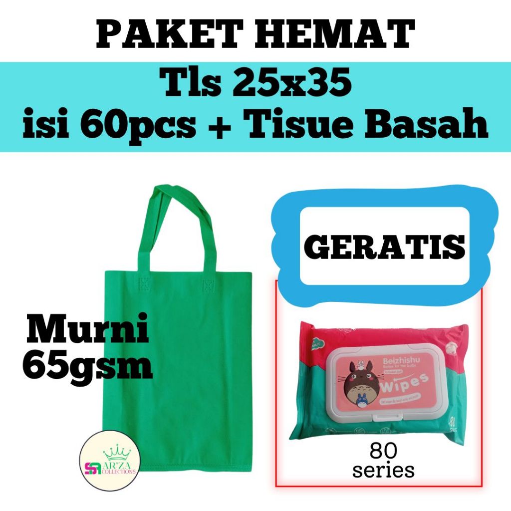 

Tas Spundboond PAKET HEMAT 60 Pcs Ukuran 25x35 Handle Lipat Samping Tas Sovenir, Tas Goodiebag