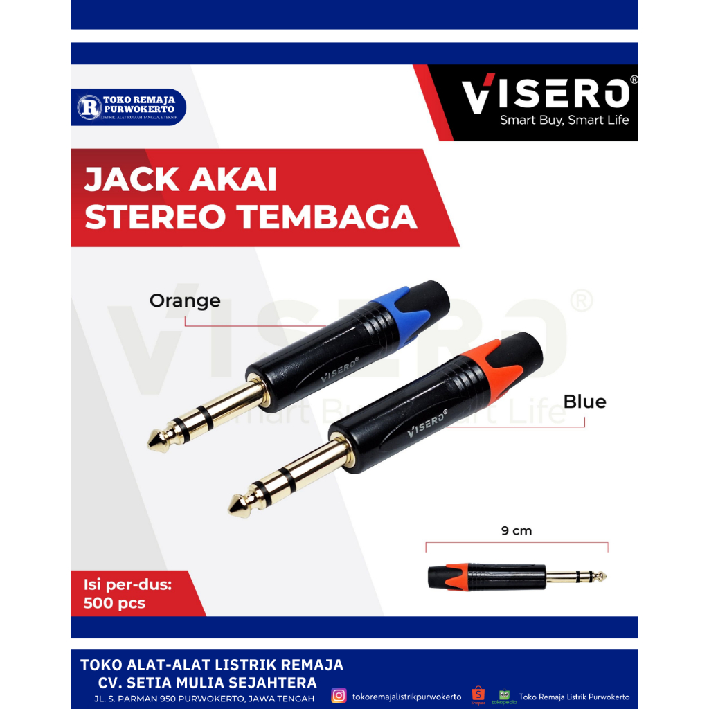 Jack Mic Akai Stereo Orange Tembaga Visero