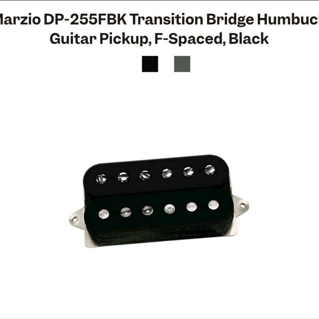 DiMarzio DP-255FBK dp255fbk Transition Bridge Humbucker Guitar Pickup, F-Spaced, Black