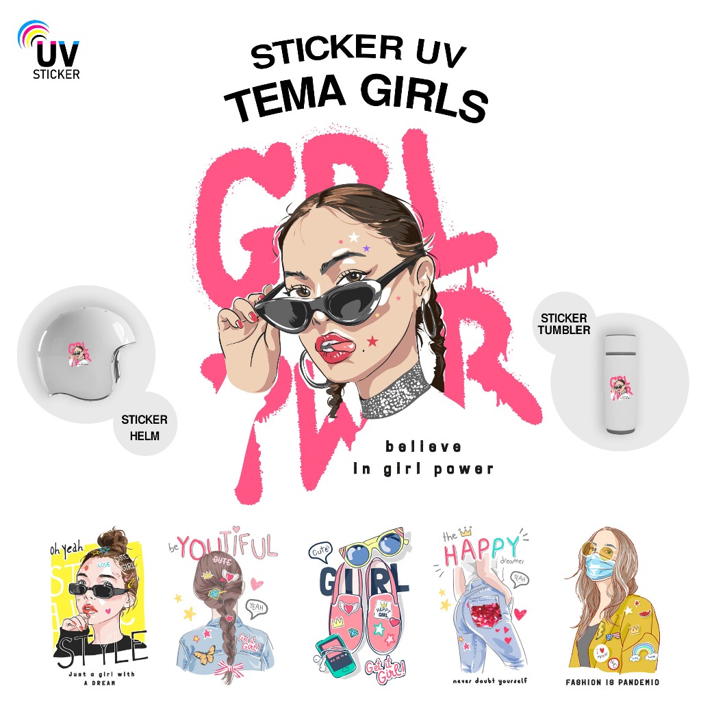

STIKER UV - TEMA GIRL | STICKER UV, STICKER MOTOR, STICKER MOBIL, STICKER HELM, STICKER TUMBLER, STICKER 3D, STICKER UV DTF BY UVSticker