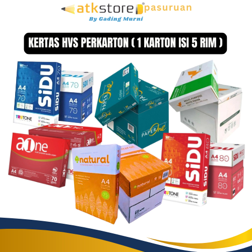 

(BISA INSTAN ) Kertas HVS A4 70 75 80 gsm PER KARTON/BOX isi 5 RIM - SIDU Paperone PP Lite Aone Natural