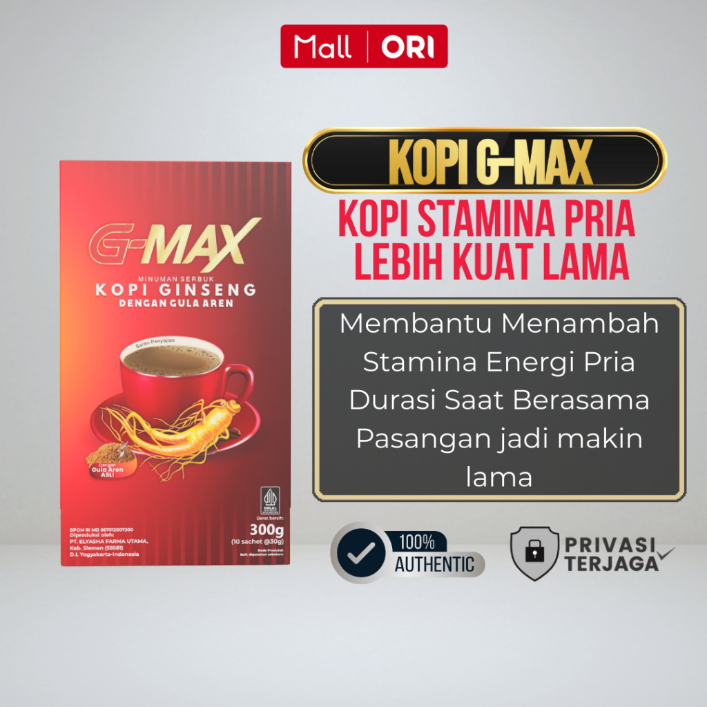 

Kopi G MAX - Minuman Energi Stamina Pria Tahan Lama BPOM (1 box 10 Sachet)