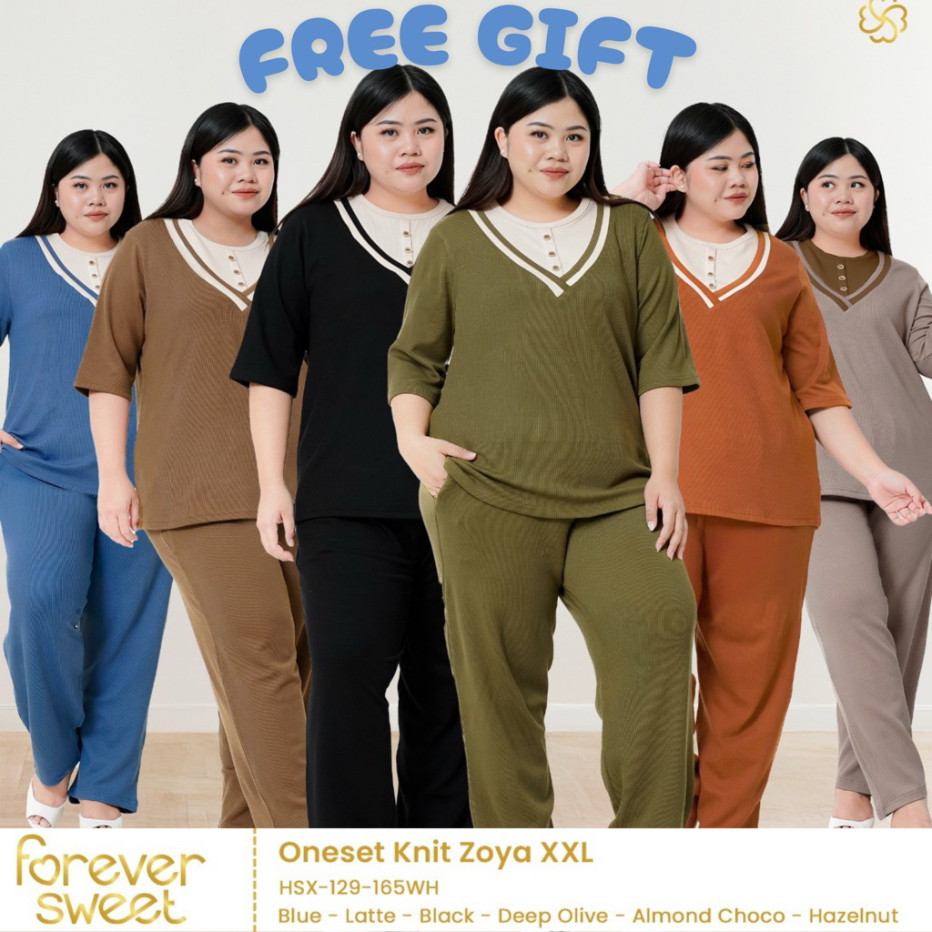 Setelan Kulot Rajut Wanita Jumbo XXL [FOREVER SWEET] Oneset Knit LD 120
