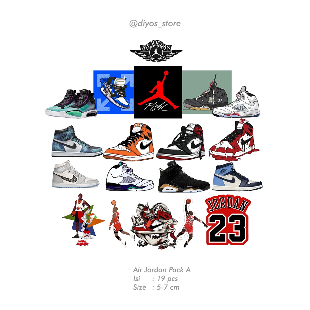 

DIYOS STICKER AIR JORDAN PACK A | STIKER LAPTOP, HP, TUMBLR, HELM TAHAN AIR