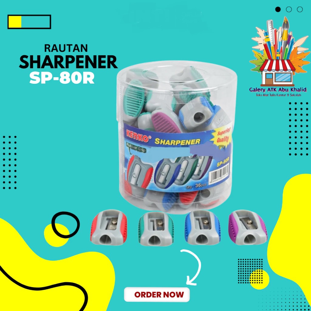 

KENKO SP-80R Rautan Lapisan Karet/Rubber Grip Pencil Sharpener 1 Lubang ( 1 Pcs )