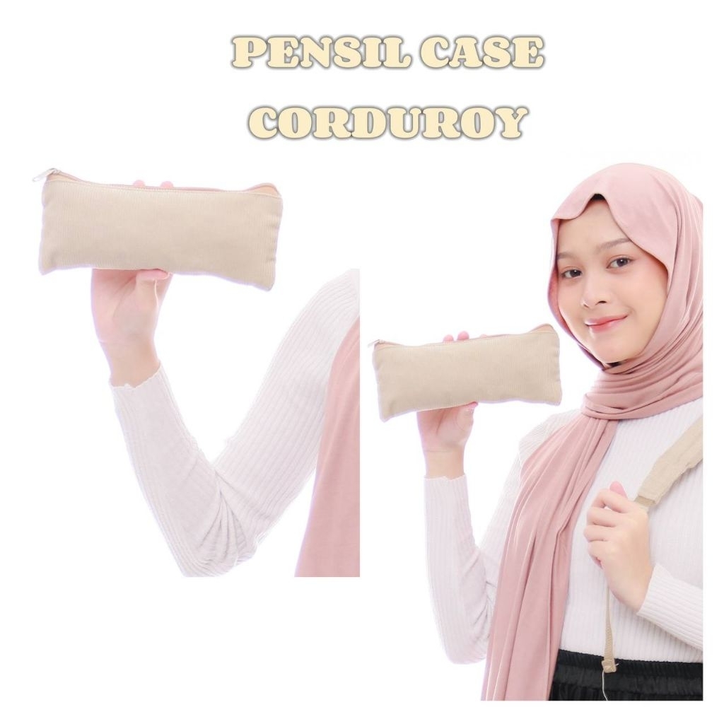 

Pouch Tempat Pensil Broken White Corduroy Minimalis Aesthetic Soft Korean Style Stationary Corduroi