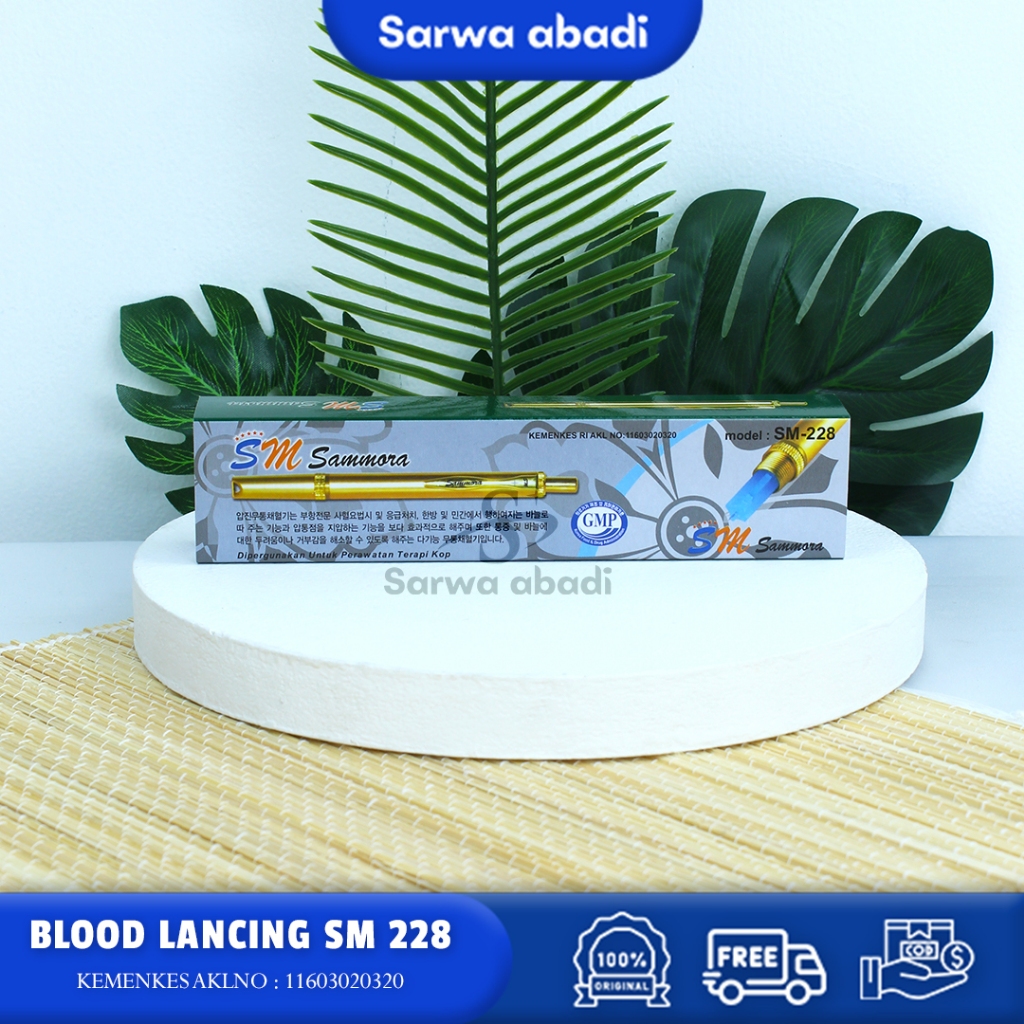 Lancing Device Gold Sammora Pena Bekam SM 228 Alat Terapi Bekam Komplit Pen Bekam Sammora Emas Ori