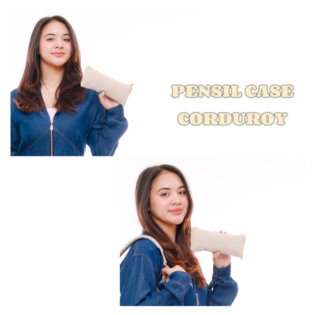 

Abdullahbag - Pouch Tempat Pensil Broken White Corduroy Minimalis Aesthetic Soft Korean Style Stationary
